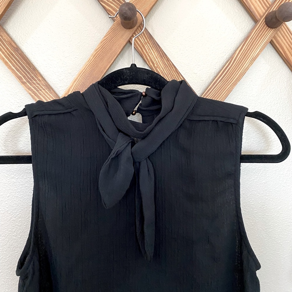 Black blouse tank top with neck tie